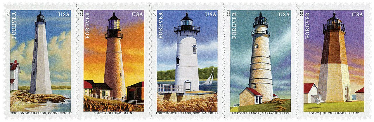 2013-new-england-lighthouses-usps-forever-stamps-authentic-postage-authstamps (1) 2013 New England lighthouses-USPS Forever Stamps(Sheet) - Image 1
