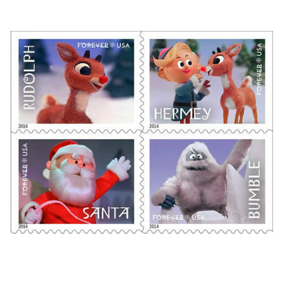 2014-rudolph-the-red-nosed-reindeer-usps-forever-stamps-authentic-postage-authstamps (2) 2014 Rudolph the Red Nosed -USPS Forever Stamps(Booklet) - Image 1