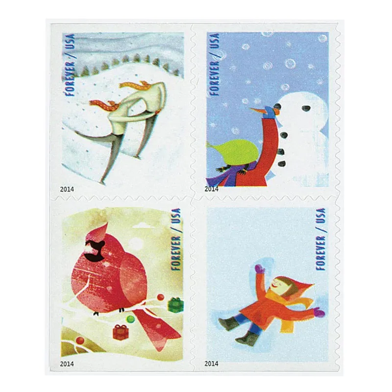 2014-winter-fun-usps-forever-stamps-authentic-postage-authstamps (1) 2014 Winter Fun -USPS Forever Stamps(Booklet) - Image 1