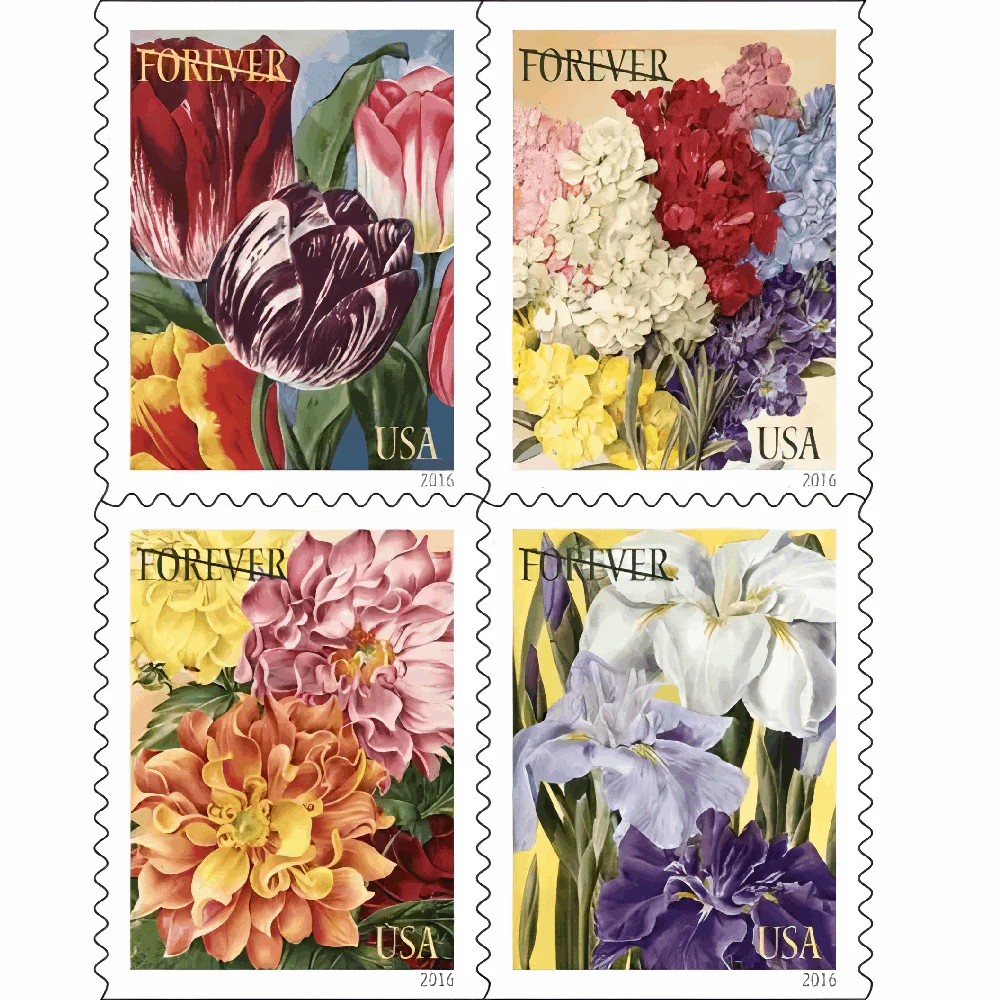 2016-botanical-art-usps-forever-stamps-authentic-postage-authstamps (2) 2016 Botanical Art-USPS Forever Stamps(Booklet) - Image 1