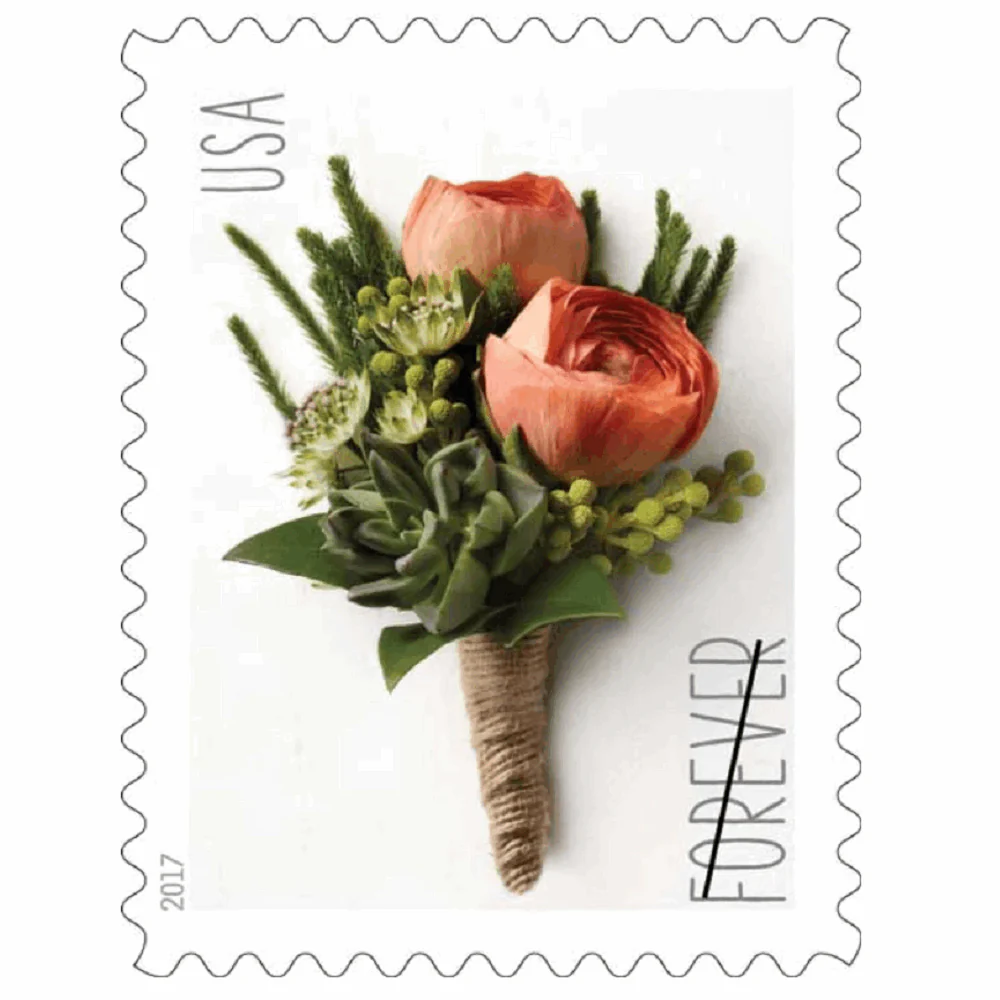 2017-celebration-boutonniere-usps-forever-stamps-authentic-postage-authstamps (2) 2017 Celebration Boutonniere-USPS Forever Stamps(Sheet) - Image 1