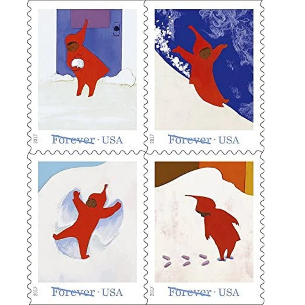 2017-the-snowy-day-usps-forever-stamps-authentic-postage-authstamps (2) 2017 The Snowy Day-USPS Forever Stamps(Booklet) - Image 1