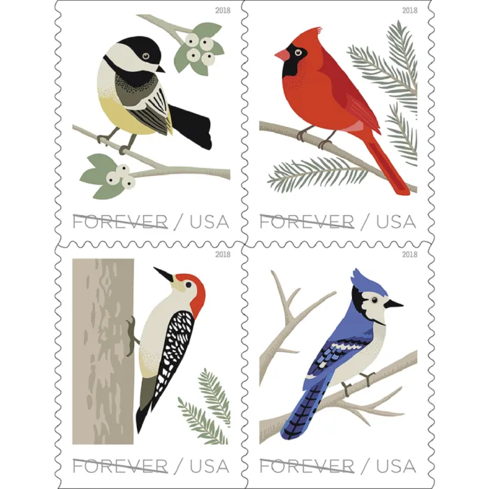 2018-birds-in-winter-usps-forever-stamps-authentic-postage-authstamps (1) 2018 Birds in Winter-USPS Forever Stamps(Booklet) - Image 1
