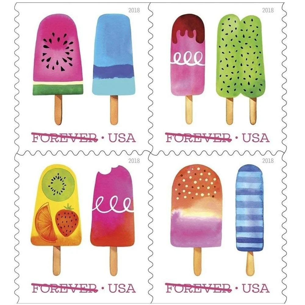 2018-frozen-treats-usps-forever-stamps-authentic-postage-authstamps (2) 2018 Frozen Treats-USPS Forever Stamps(Booklet) - Image 1