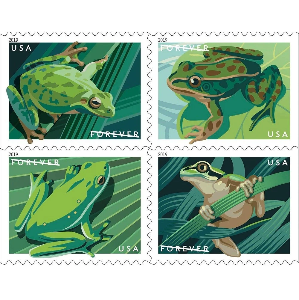 2019-frogs-usps-forever-stamps-authentic-postage-authstamps (2) 2019 Frogs-USPS Forever Stamps(Booklet) - Image 1
