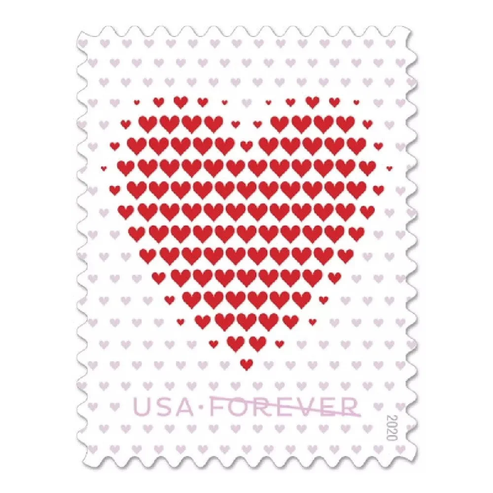 2020-made-of-hearts-usps-forever-stamps-authentic-postage-authstamps (2) 2020 Made of Hearts-USPS Forever Stamps(Sheet) - Image 1