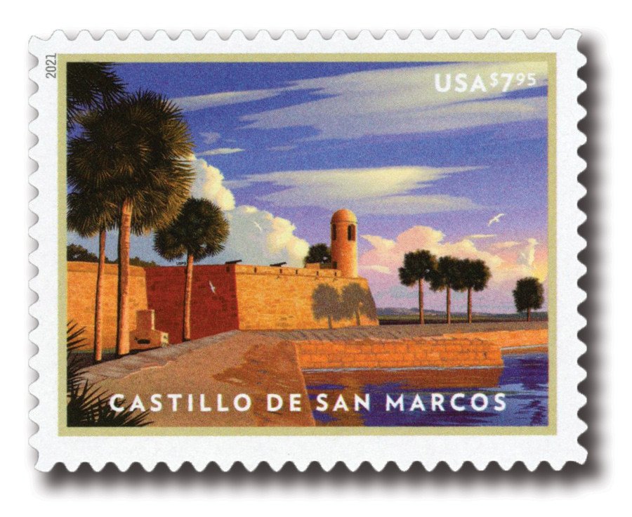2021-$795-castillo-de-san-marcos-usps-forever-stamps-authentic-postage-authstamps (2) 2021 $7.95 Castillo de san marcos-Priority Mail Express Stamps Sheet of 20 - Image 1