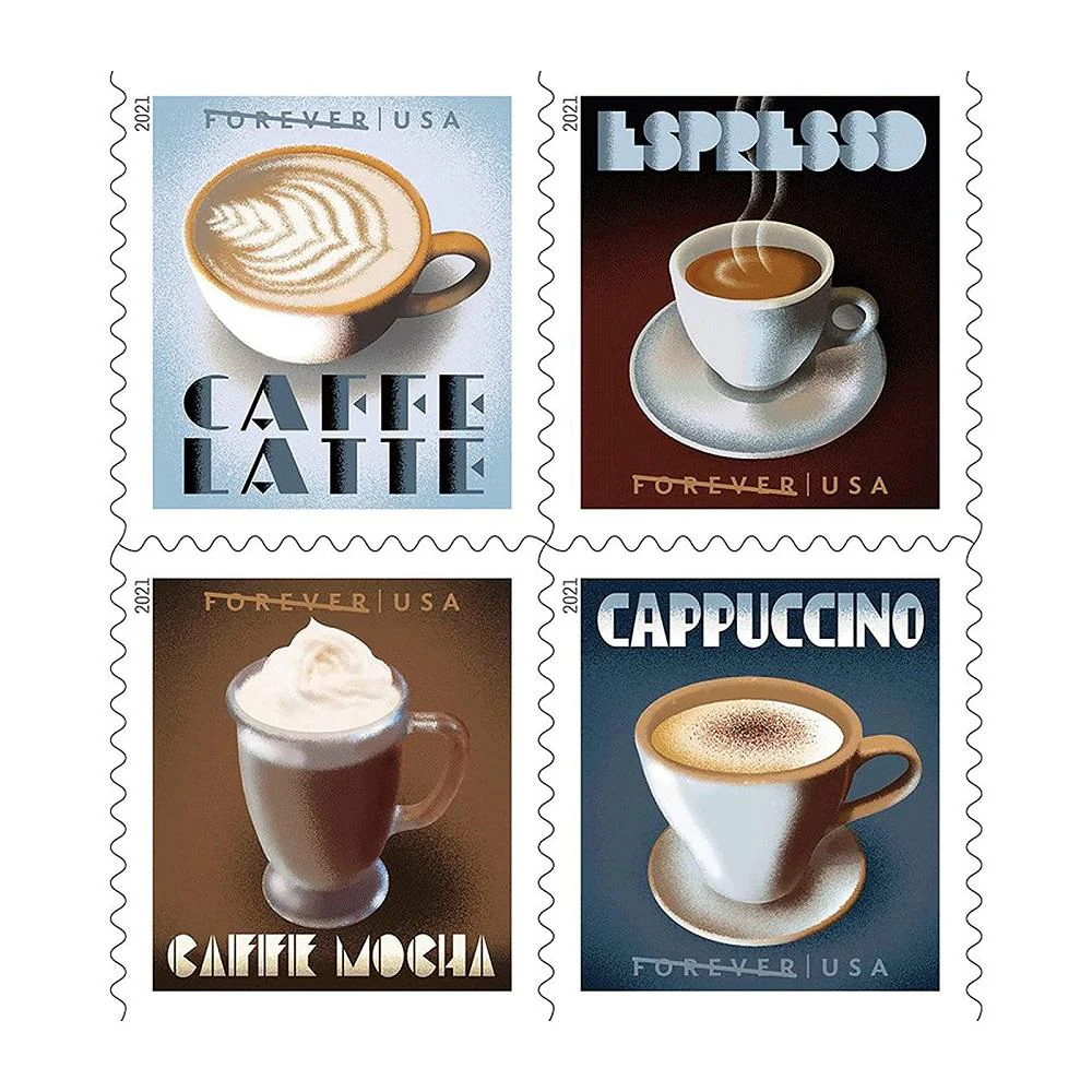 2021-espresso-drinks-usps-forever-stamps-authentic-postage-authstamps (1) 2021 Espresso Drinks-USPS Forever Stamps(Booklet) - Image 1