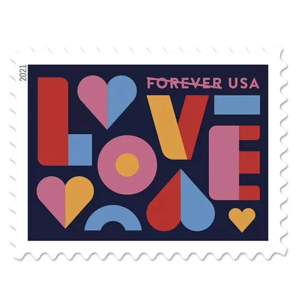 2021-love-wedding-usps-forever-stamps-authentic-postage-authstamps (1) 2021 Love Wedding-USPS Forever Stamps(Sheet) - Image 1