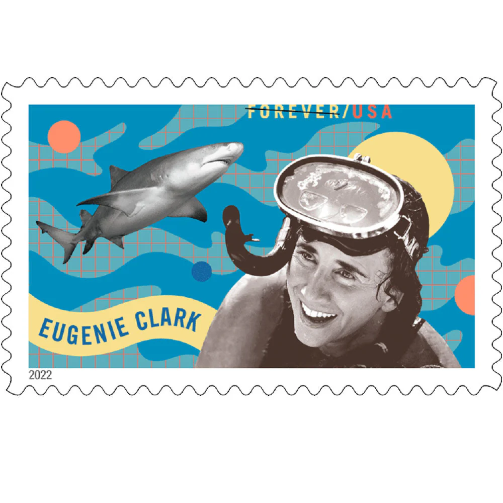 2022-eugenie-clark-usps-forever-stamps-authentic-postage-authstamps (1) 2022 Eugenie Clark-USPS Forever Stamps(Sheet) - Image 1