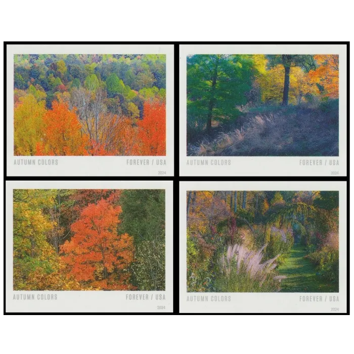 2024-autumn-colors-usps-forever-stamps-authentic-postage-authstamps (1) 2024 Autumn Colors-USPS Forever Stamps(Sheet) - Image 1