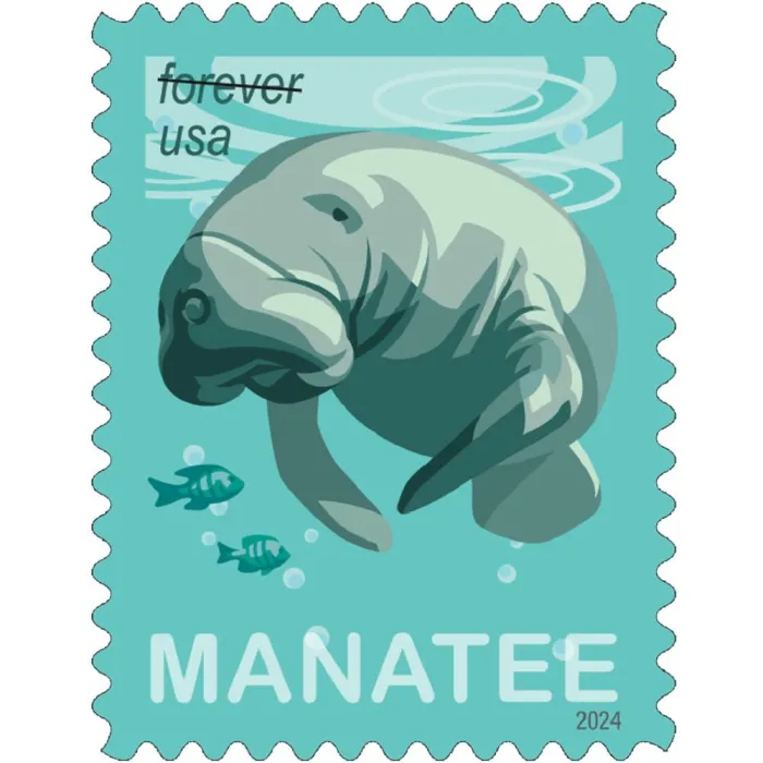 2024-save-the-manatees-usps-forever-stamps-authentic-postage-authstamps (1) 2024 Save the Manatees-USPS Forever Stamps(Booklet) - Image 1