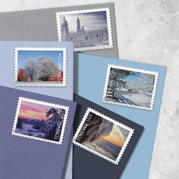 2025-winter-landscapes-usps-forever-stamps-authentic-postage-authstamps (2) 2025 Winter Landscapes-USPS Forever Stamps(Sheet) - Image 1